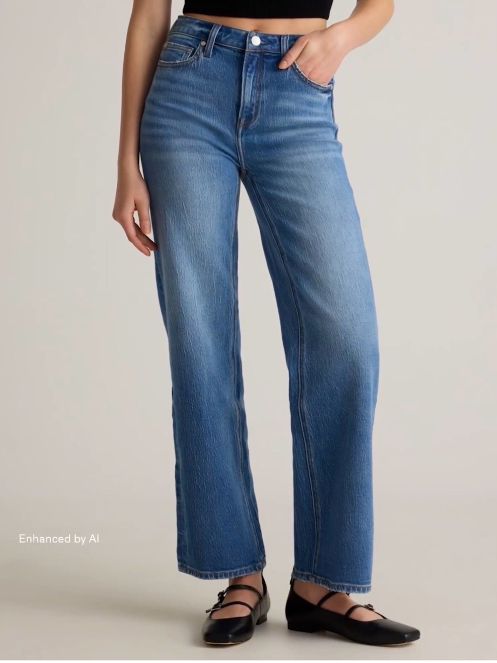Quince Bella Stretch Straight-Leg Women's Jeans in Medium Blue